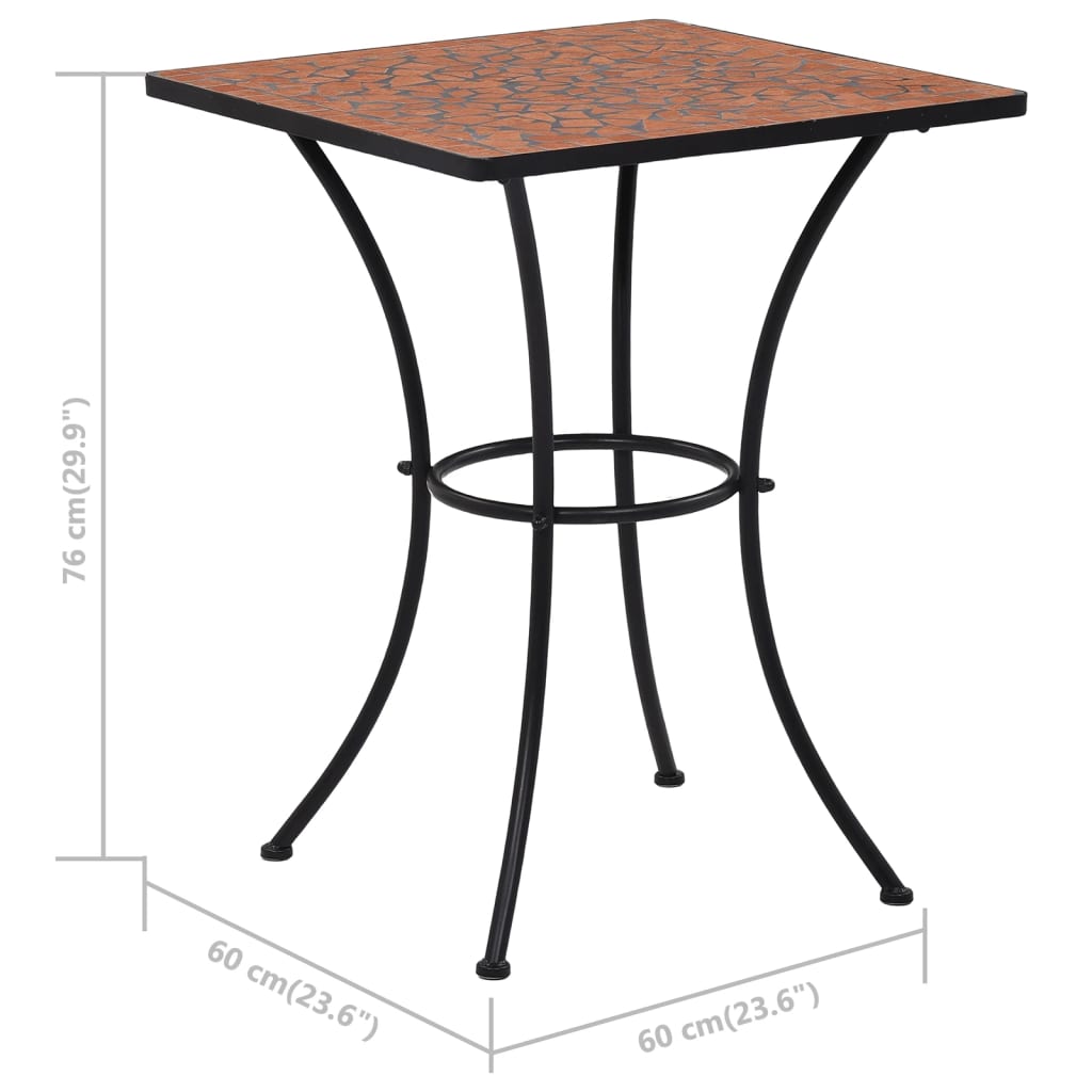 Mosaik-Bistrotisch Terrakotta 60 cm Keramik